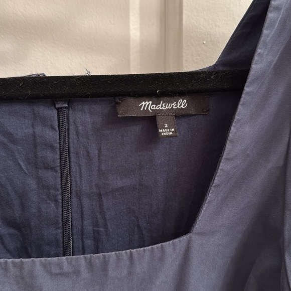 Madewell Lizzie Tiered Cotton Poplin Mini Dress Puff Sleeve Babydoll Twilight - Picture 3 of 8